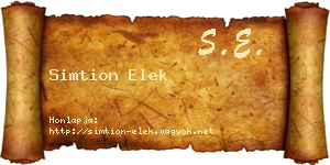 Simtion Elek névjegykártya